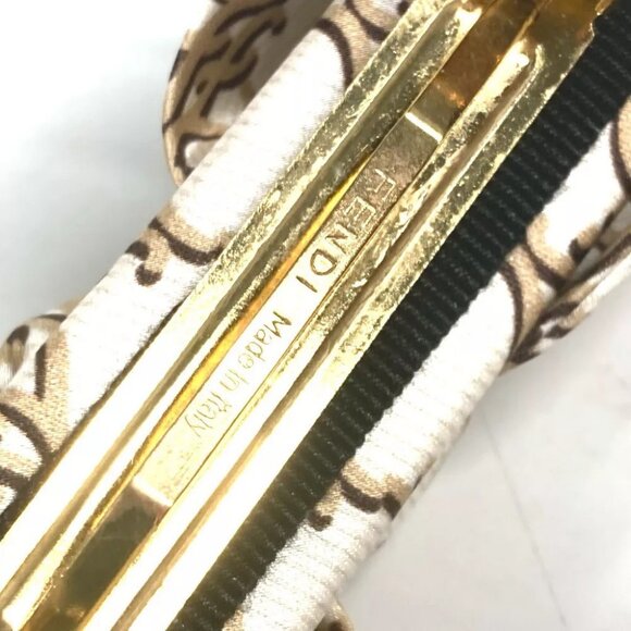 FENDI FXT114 Logo ribbon Hair clip hair accessories Barrette silk Beige - Picture 8 of 15